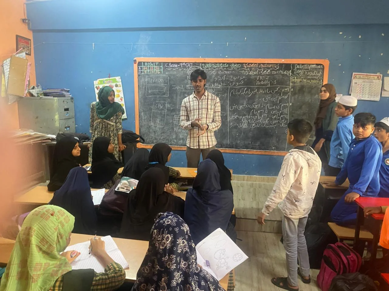 High-fives over fresh school supplies