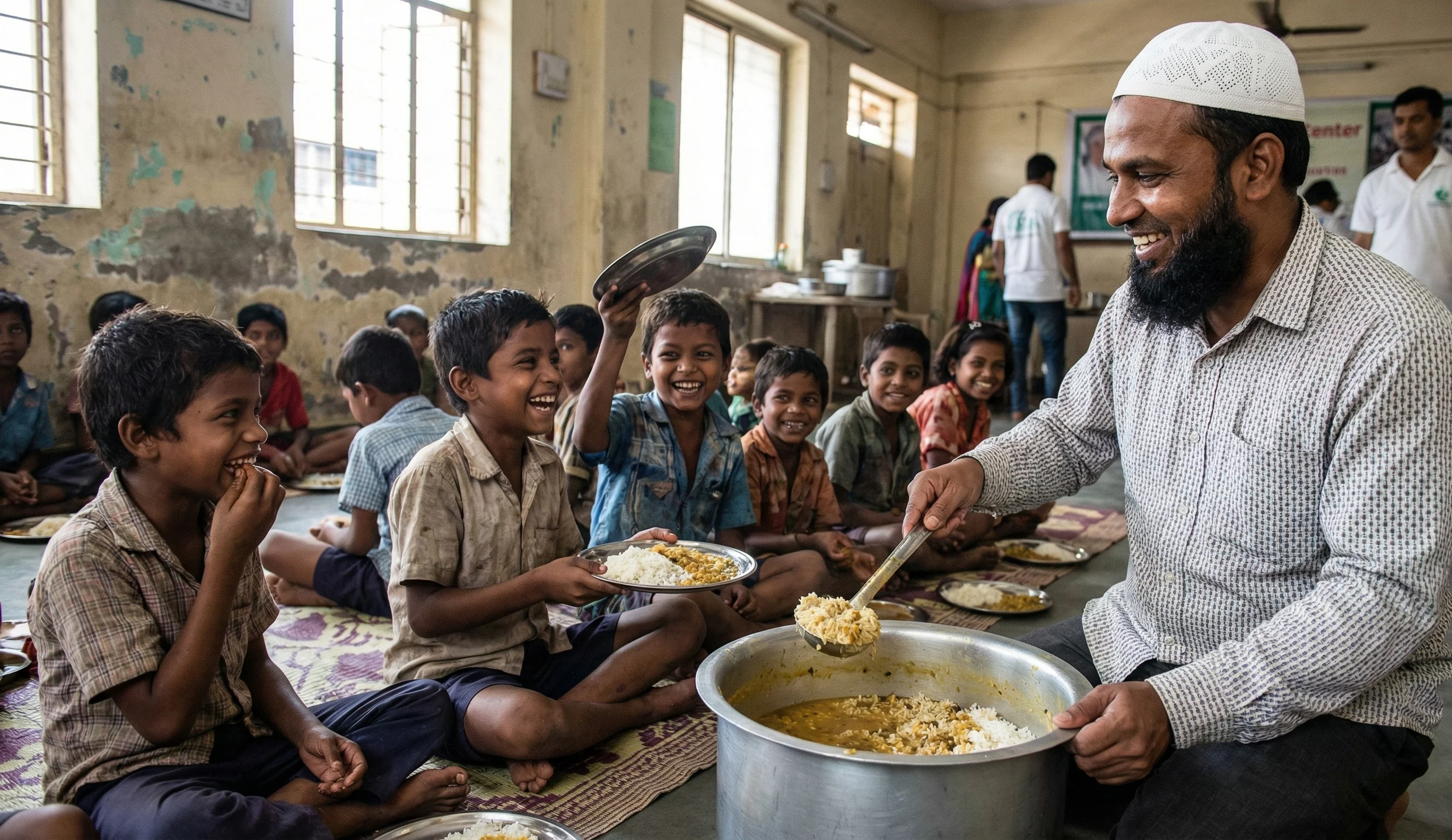 Children standing together outdoors in their neighborhood.