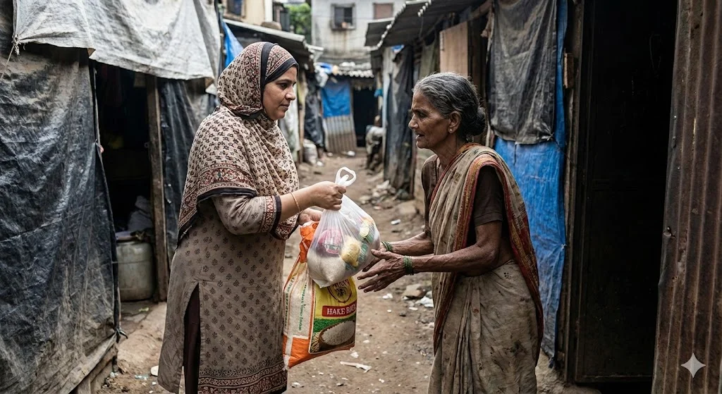 Community members discussing plans outdoors.